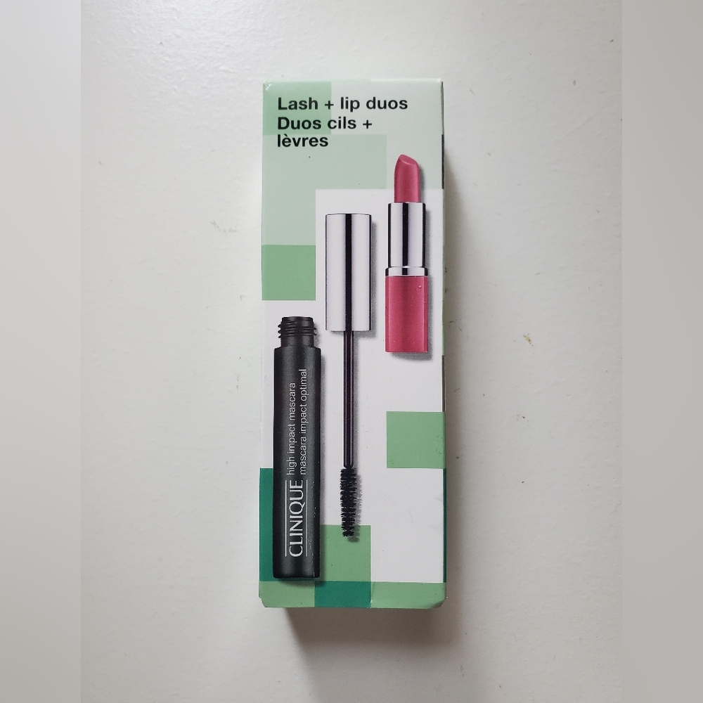 Clinique Lash + Lip Duos, Full Size Mascara + Travel Lipstick New in Box